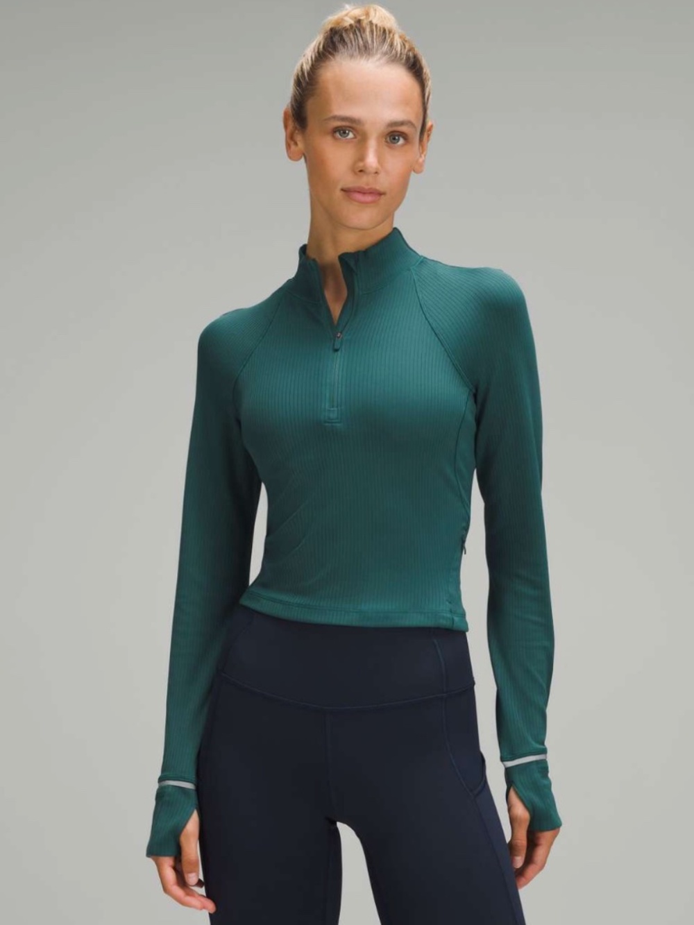 Lululemon It's Rulu Ribbed Cropped Half Zip
